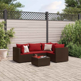Patio Lounge Set Brown PE Rattan Medium Modular