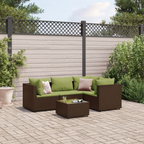 Patio Lounge Set Brown PE rattan Adjustable Feet Patio ...