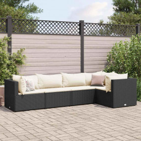 Patio Lounge Set Black and Cream