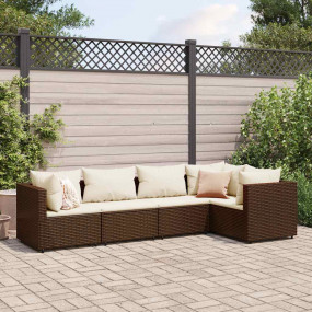 Patio Lounge Set Brown and Cream white