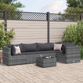 Patio Lounge Set Gray PE rattan 5 Piece Modular