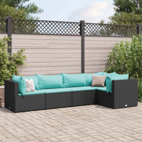Patio Lounge Set Black, Water blue