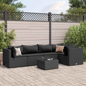Patio Lounge Set Black PE Rattan Medium Adjustable Armr...