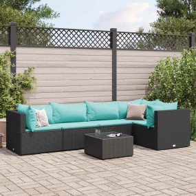 Patio Lounge Set Black, Water blue