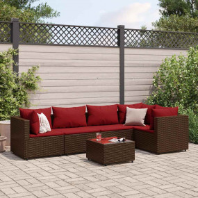 Patio Lounge Set Brown PE rattan, powder-coated steel, ...