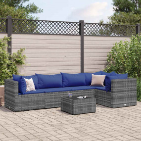 Patio Lounge Set Grey PE rattan, powder-coated steel, t...