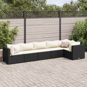 Patio Lounge Set Black & Cream