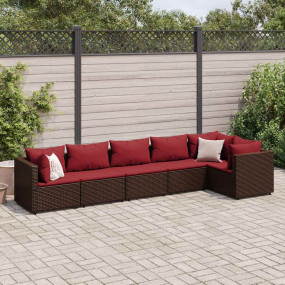 Patio Lounge Set Brown and cinnamon red