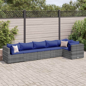 Patio Lounge Set Grey PE rattan Large Modular