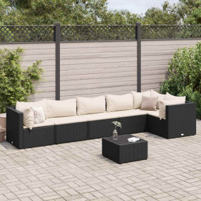 Patio Lounge Set Black and Cream White