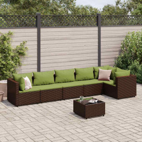 Patio Lounge Set Brown PE rattan, Powder-Coated Steel, ...