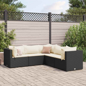 Patio Lounge Set Black, Cream White