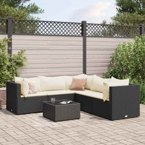 Patio Lounge Set Black PE rattan, powder-coated steel, ...