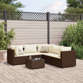 Patio Lounge Set Brown PE rattan 6-piece Modular Stylis...