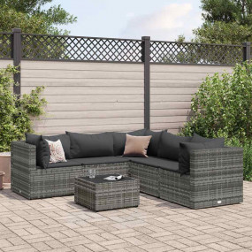 Patio Lounge Set Gray PE Rattan Medium Modular