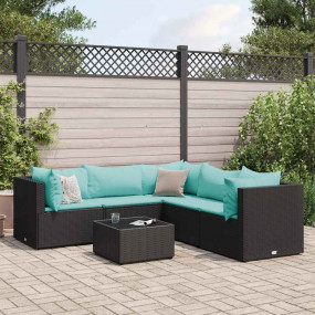 Patio Lounge Set Black, Water blue