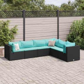 Patio Lounge Set Black, Water Blue