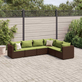 Patio Lounge Set Brown PE rattan, powder-coated steel, ...