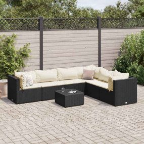 Patio Lounge Set Black, Cream White