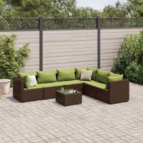 Patio Lounge Set Brown PE rattan Large Patio Lounge Set
