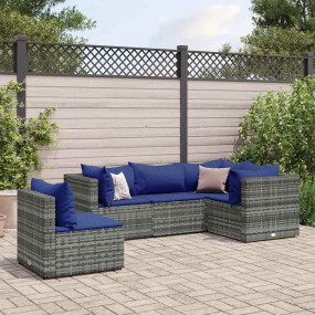 Patio Lounge Set Grey, Dark Blue