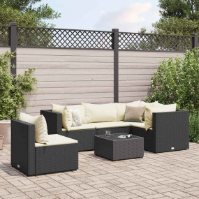 Patio Lounge Set Black and Cream White