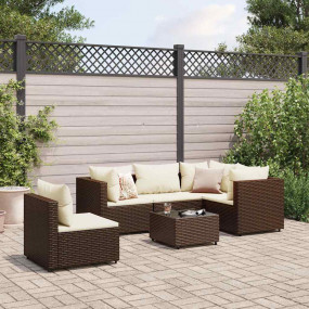 Patio Lounge Set Brown, Cream White