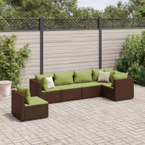 Patio Lounge Set Brown PE Rattan, Powder-coated Steel M...
