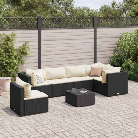 Patio Lounge Set Black Poly Rattan Medium UV-resistant ...