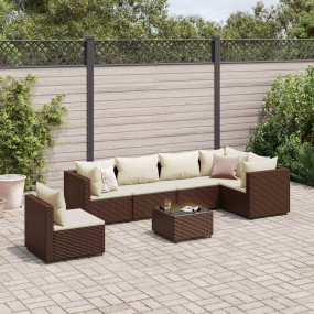 Patio Lounge Set Brown, Cream White