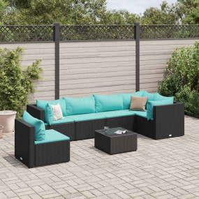 Patio Lounge Set Black PE rattan 7 Piece Set