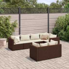 Patio Lounge Set Set of 7 Brown, Cream White