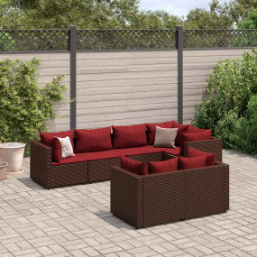 Patio Lounge Set Set of 7 Brown, Cinnamon Red