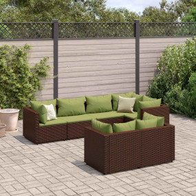 Patio Lounge Set Set of 7 Brown, Green