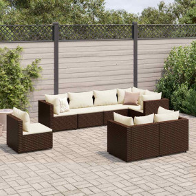 Patio Lounge Set Set of 8 Brown