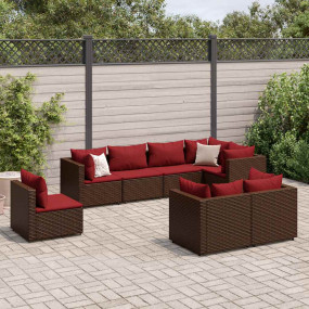 Patio Lounge Set Set of 8 Brown PE rattan Large Adjusta...