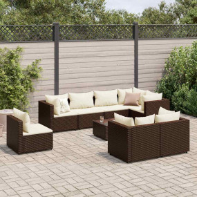 Patio Lounge Set Set of 8 Brown