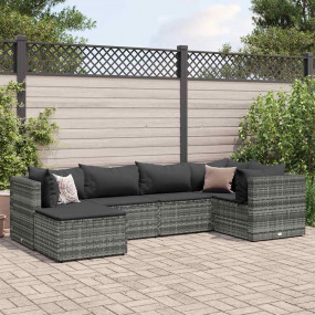 Patio Lounge Set Grey PE rattan 6 Piece Set Modular