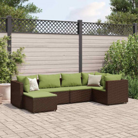Patio Lounge Set Brown, Green PE Rattan, Powder-Coated ...