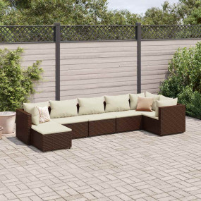 Patio Lounge Set Brown, Cream White