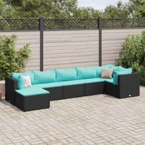 Patio Lounge Set Black, Water Blue