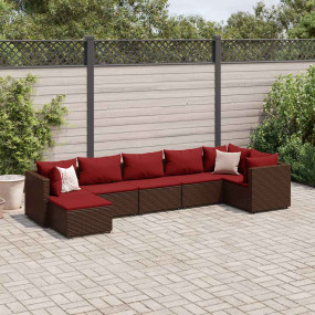 Patio Lounge Set Brown PE Rattan, Powder-Coated Steel 7...