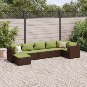 Patio Lounge Set Brown PE rattan, Powder-coated steel L...