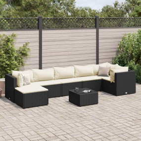 Patio Lounge Set Black, Cream White