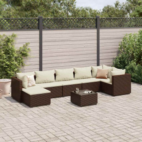 Patio Lounge Set Brown, Cream White