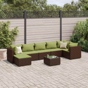 Patio Lounge Set Brown PE rattan Large Modular