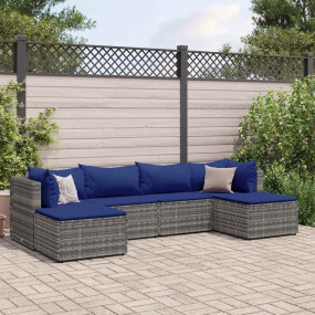 Patio Lounge Set Gray PE rattan, powder-coated steel Me...