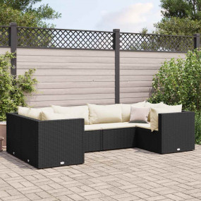 Patio Lounge Set Black, Cream White