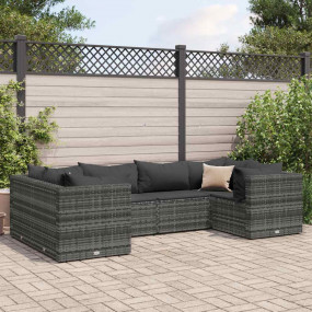 Patio Lounge Set Gray PE rattan, powder-coated steel La...