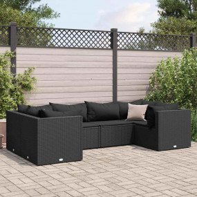 Patio Lounge Set Black PE Rattan Medium Modular